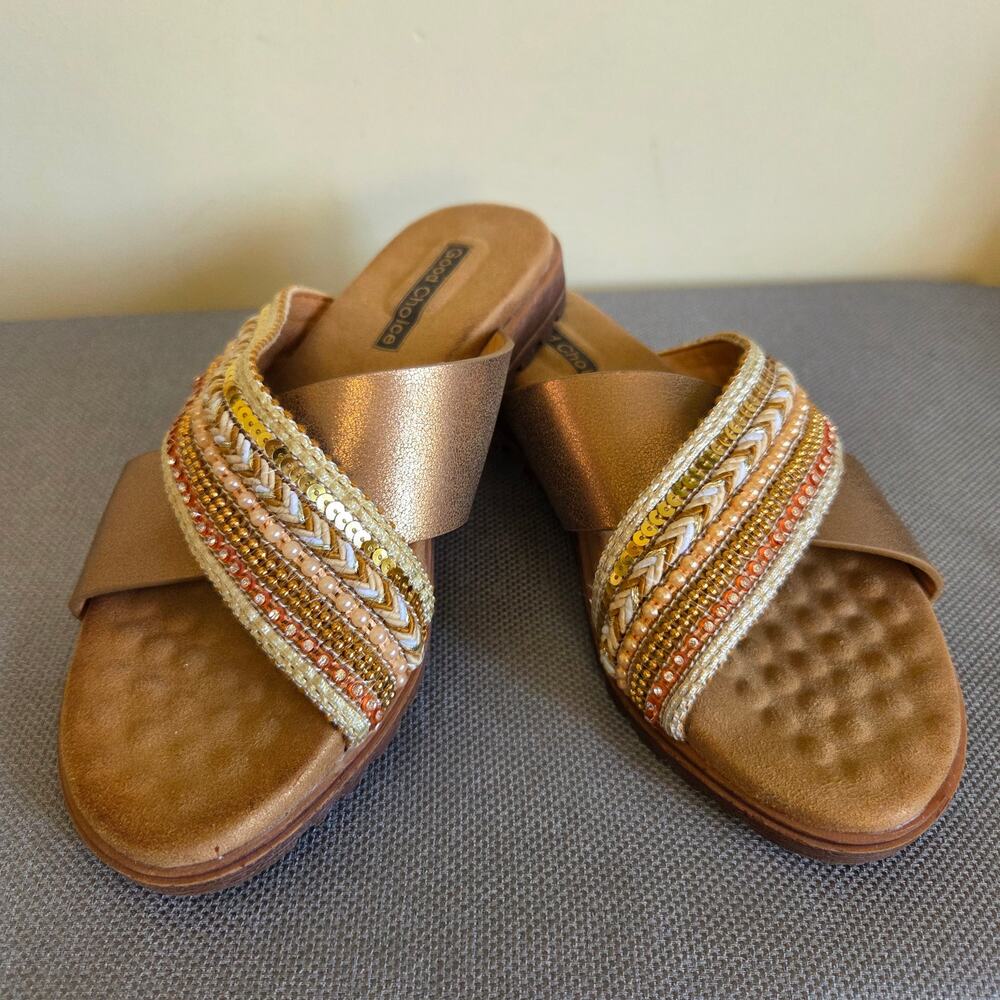 Good Choice Ari Size 6.5 Slip On Beads Sequins Embellished Sandals